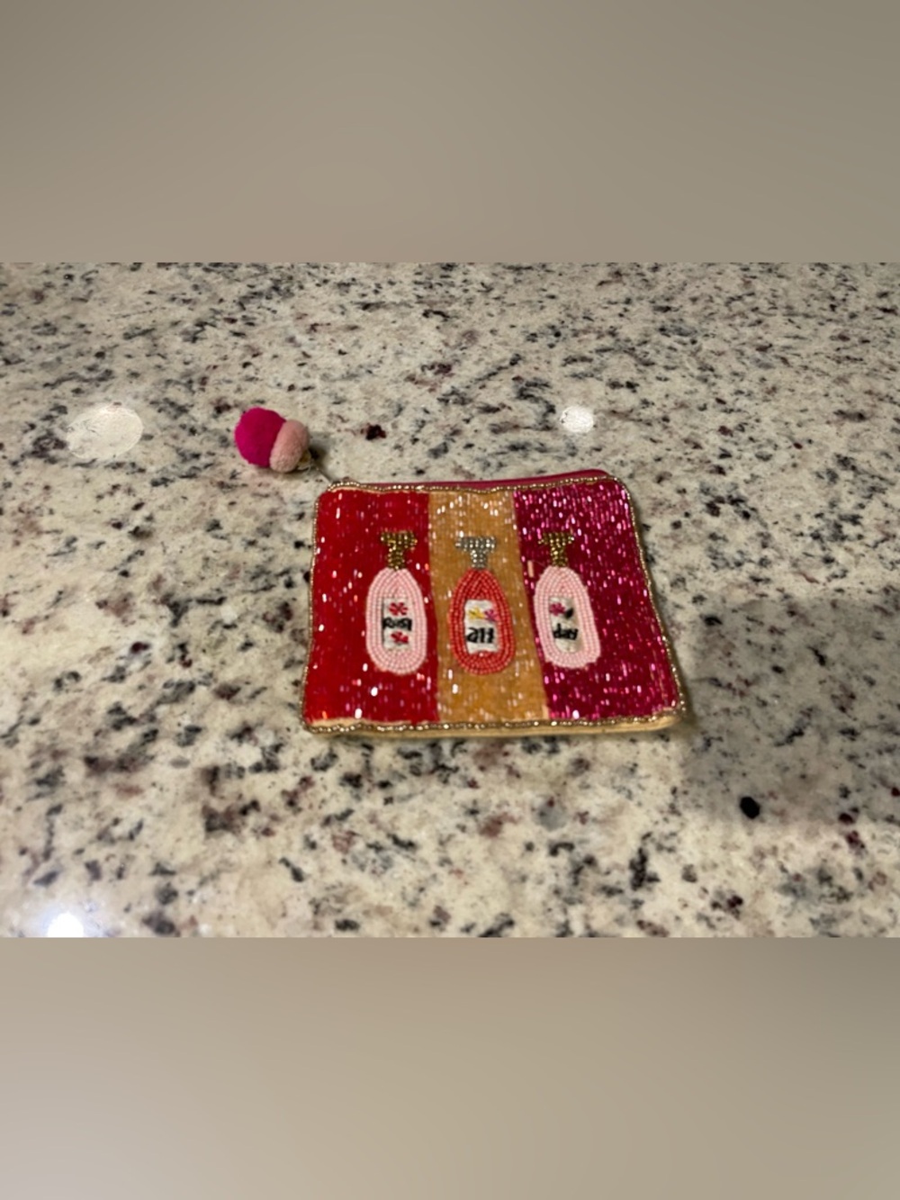 Beaded Mini Pouch in Red, Pink, and Gold